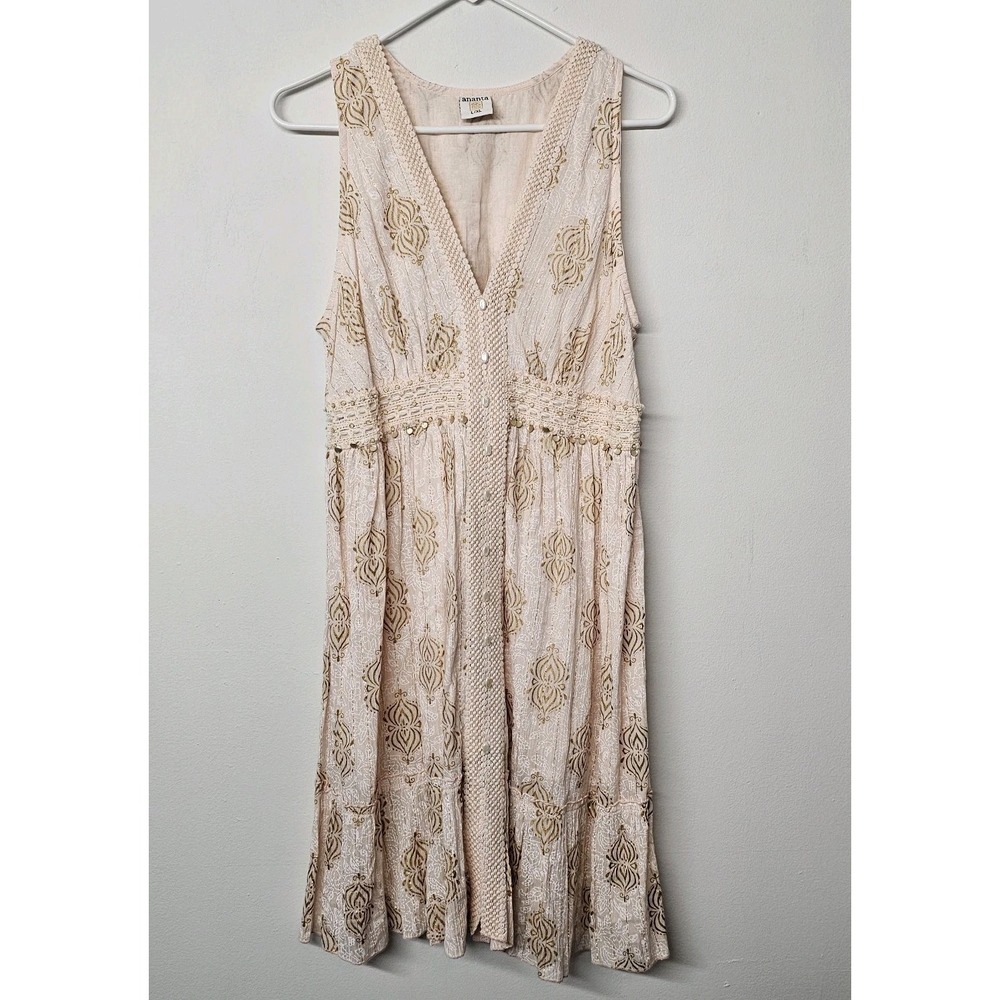 Ananta Dress Womens Small Medium Boho Festival Vacation Embellished Gold Accents